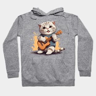 Scottish Fold Cat Playing Guitar Hoodie